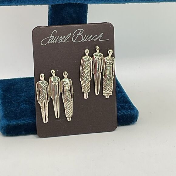 Laurel Burch Silver Toned Tribal Earrings Set - Picture 1 of 3